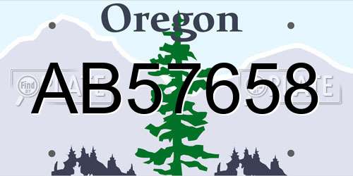AB57658 Oregon License Plate