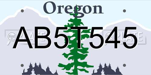 AB5T545 Oregon License Plate