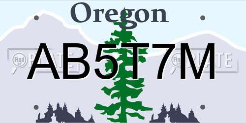 AB5T7M Oregon License Plate