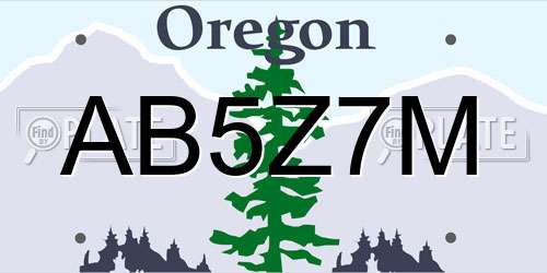 AB5Z7M Oregon License Plate