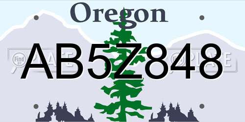 AB5Z848 Oregon License Plate