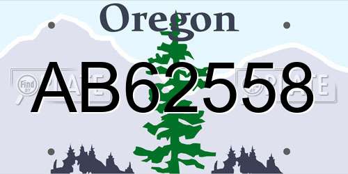 AB62558 Oregon License Plate