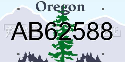 AB62588 Oregon License Plate