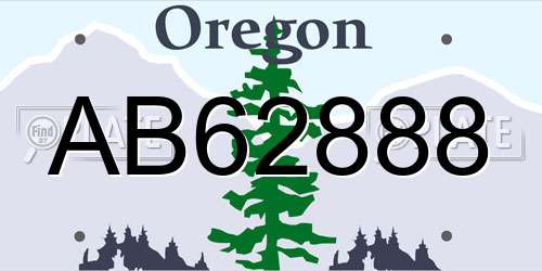 AB62888 Oregon License Plate