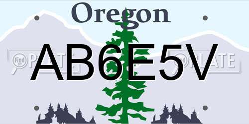 AB6E5V Oregon License Plate