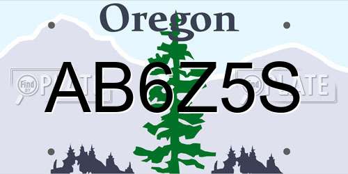 AB6Z5S Oregon License Plate