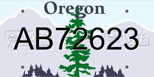 AB72623 Oregon License Plate