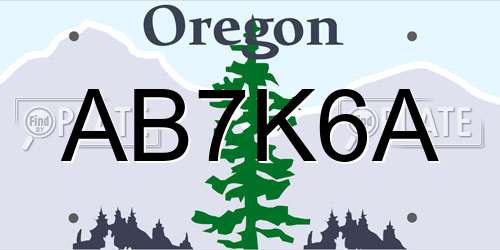 AB7K6A Oregon License Plate