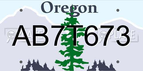 AB7T673 Oregon License Plate