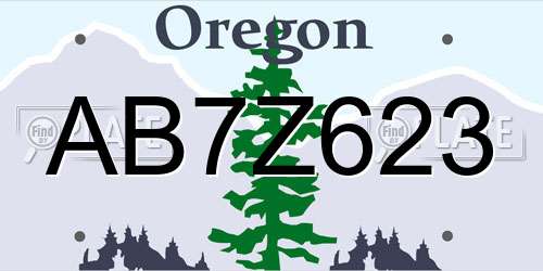 AB7Z623 Oregon License Plate