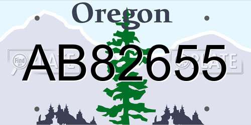 AB82655 Oregon License Plate