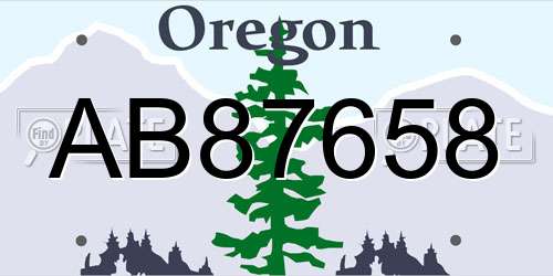 AB87658 Oregon License Plate
