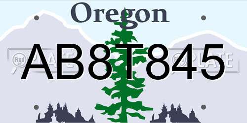 AB8T845 Oregon License Plate