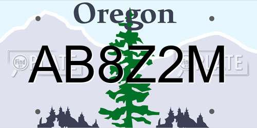 AB8Z2M Oregon License Plate