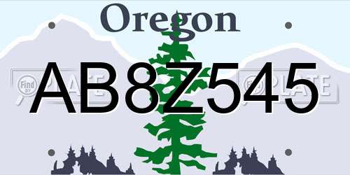 AB8Z545 Oregon License Plate
