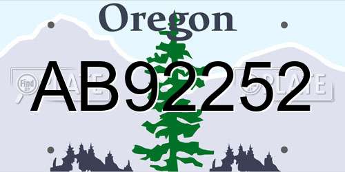 AB92252 Oregon License Plate