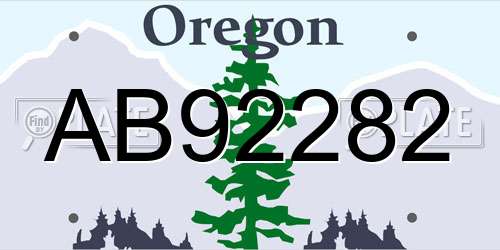 AB92282 Oregon License Plate