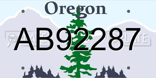 AB92287 Oregon License Plate