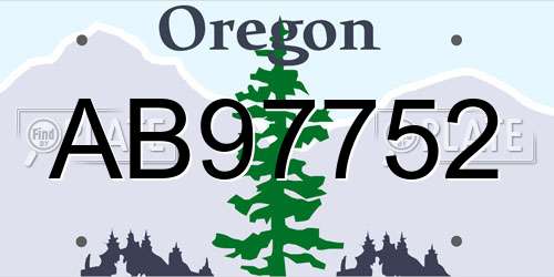 AB97752 Oregon License Plate