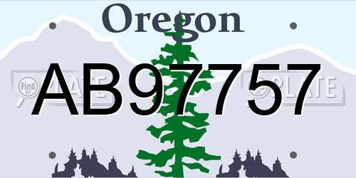 AB97757 Oregon License Plate