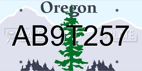 AB9T257 Oregon License Plate