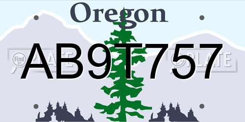 AB9T757 Oregon License Plate