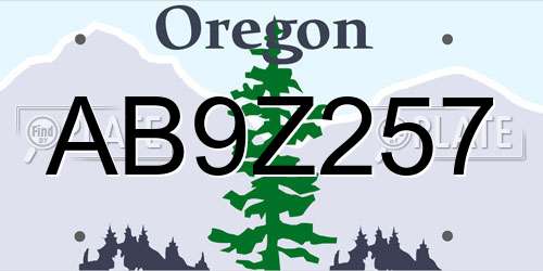 AB9Z257 Oregon License Plate