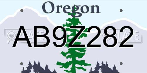 AB9Z282 Oregon License Plate