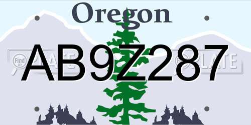AB9Z287 Oregon License Plate