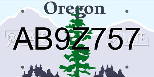 AB9Z757 Oregon License Plate