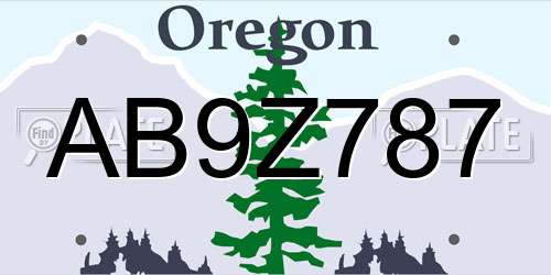 AB9Z787 Oregon License Plate