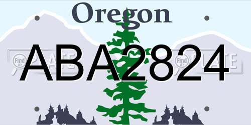 ABA2824 Oregon License Plate