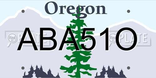 ABA51O Oregon License Plate