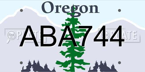 ABA744 Oregon License Plate