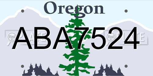 ABA7524 Oregon License Plate