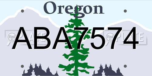 ABA7574 Oregon License Plate