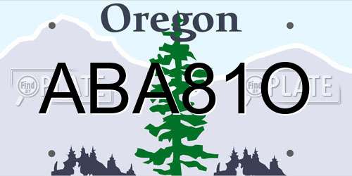 ABA81O Oregon License Plate
