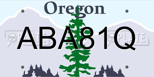 ABA81Q Oregon License Plate