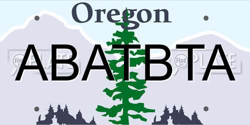 ABATBTA Oregon License Plate