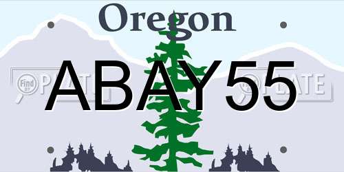 ABAY55 Oregon License Plate