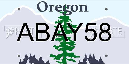 ABAY58 Oregon License Plate