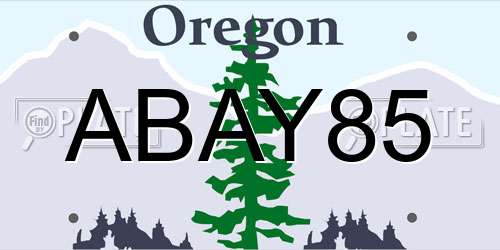 ABAY85 Oregon License Plate