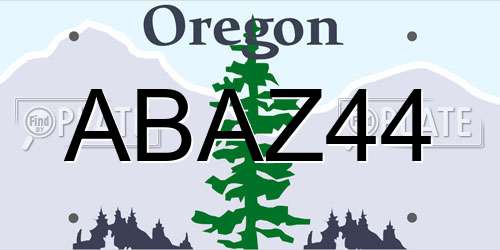 ABAZ44 Oregon License Plate