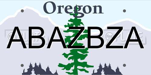 ABAZBZA Oregon License Plate