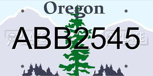 ABB2545 Oregon License Plate