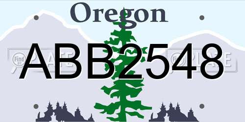 ABB2548 Oregon License Plate