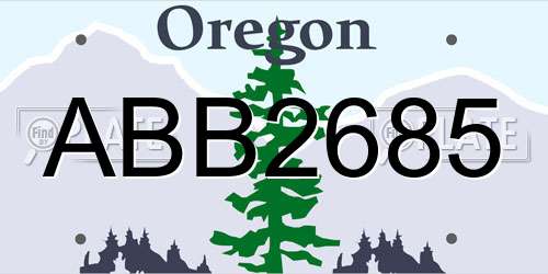 ABB2685 Oregon License Plate