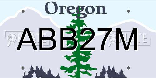 ABB27M Oregon License Plate