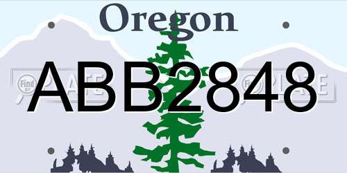 ABB2848 Oregon License Plate