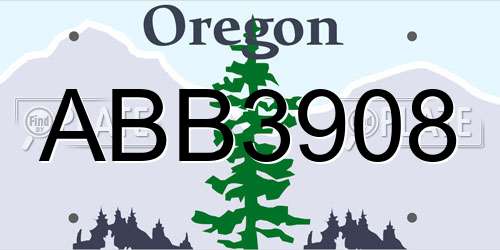 ABB3908 Oregon License Plate